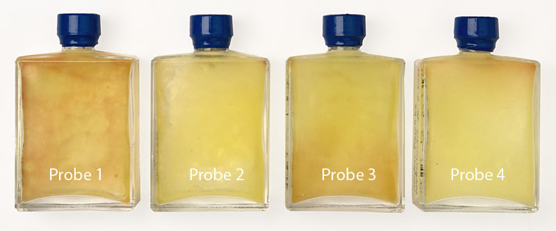 Verfärbung des Gels