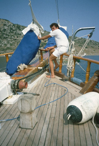 1989. Türkei. Reise auf einem Segelboot. Mittelmeer.